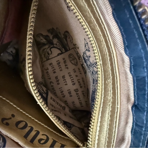 Vintage Juicy Couture Blue Shoulder Bag with Gold Accents